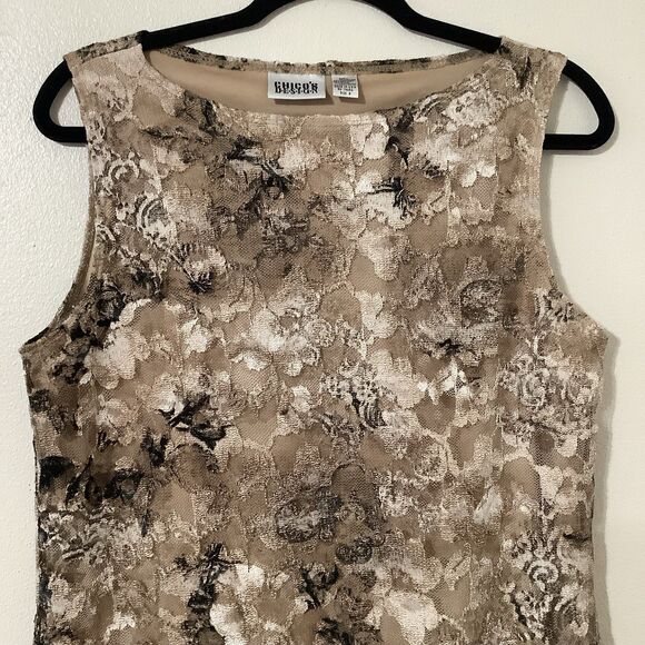 Y2K Chico's Tan Fairy Grunge Floral Lace Fairycore Forest Fairy Sleeveless Top L - Picture 2 of 7